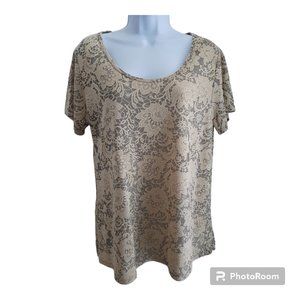 LuLaroe short sleeve blouse, Size Medium, Tan color with floral print